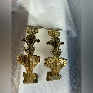 A  PAIR vintage hollywood regency FRENCH BRASS CURTAIN TIE back gilded